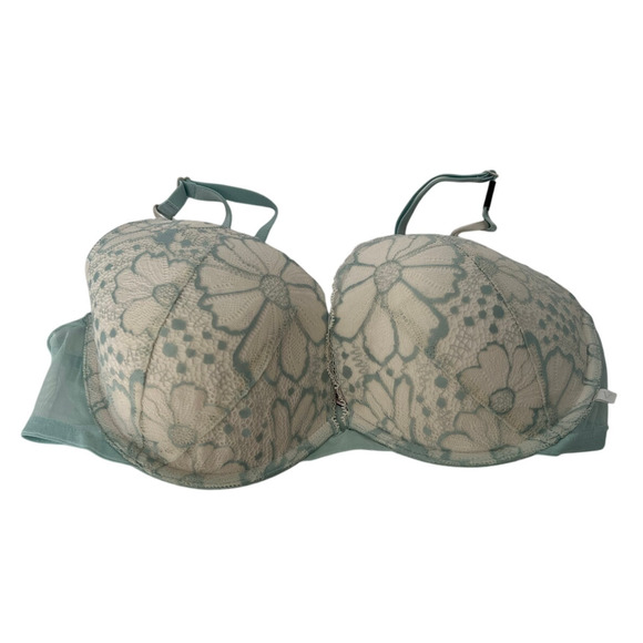 NWT Victoria's Secret Women's Lace Padded Push Up Bra Light Blue White Size 36D - Picture 1 of 13